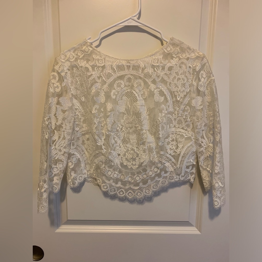 Anthropologie BHLDN Addie Lace Wedding Dress Topper in Ivory Size 8 (Medium)